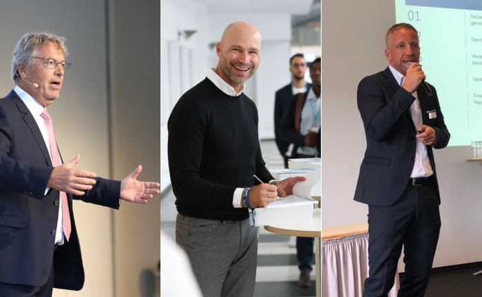 Mit dabei auf der Hauptstadtmesse 2022 (v.l.): Philipp Vorndran, Flossbach von Storch, Buchautor Roger Rankel, Fonds-Finanz-Geschäftsführer Norbert Porazik