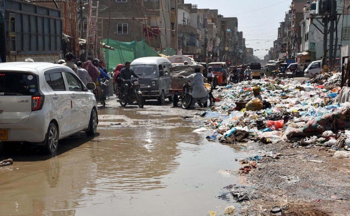Flutschäden in Karatschi, Pakistan im September 2022