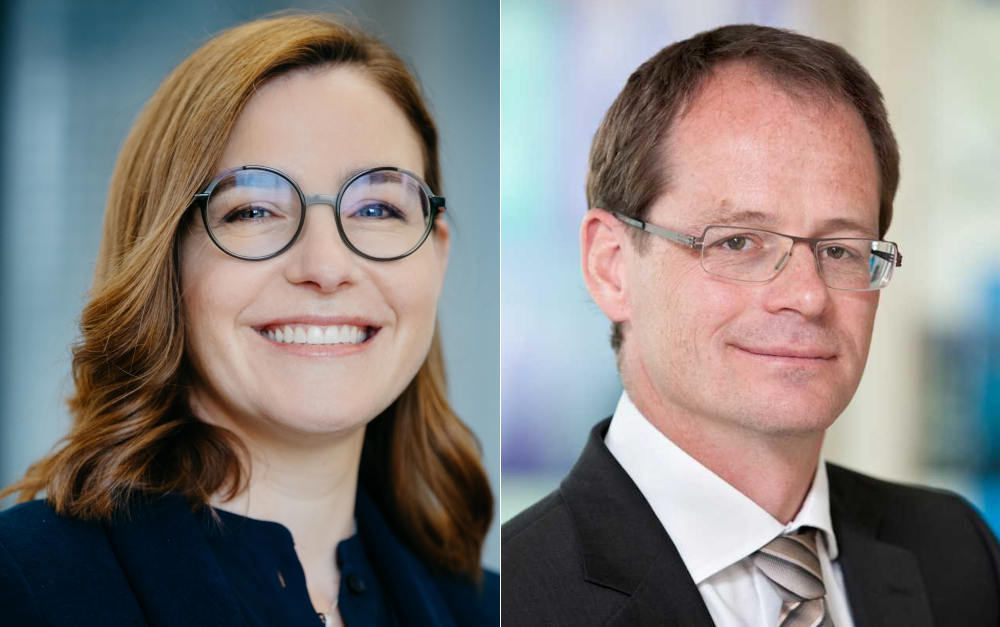 Claire-Marie Coste-Lepoutre (AGCS) und Oskar Buchauer (Allianz)