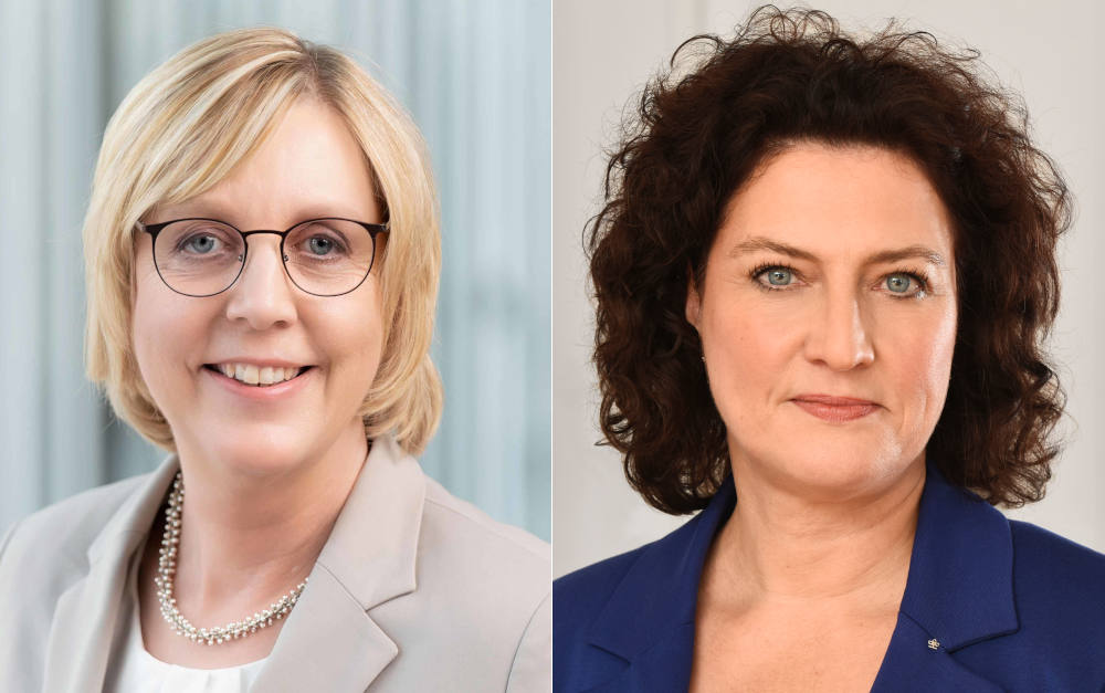 Ulrike Elsner (links, VDEK) und Carola Reimann (AOK-Bundesverband)