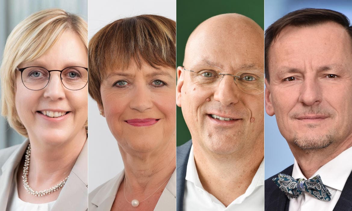 GKV-Branchenvertreter (v.l.n.r.): Ulrike Elsner, Verband der Ersatzkassen; Doris Pfeiffer, GKV-Spitzenverband; Jens Martin Hoyer, AOK-Bundesverband; Jürgen Hohnl, Verband der Innungskrankenkassen (IKK e.V.)
