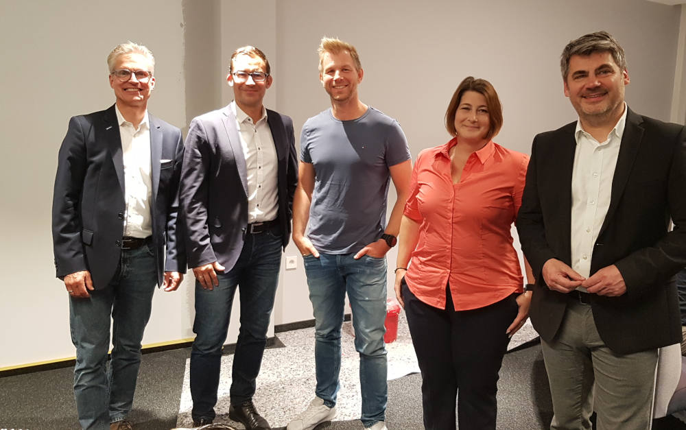 Verantwortlich für das BUV-Fachforum in Hamburg (v.l.): Thomas Gorke (Baloise), Michael Kowol (Baloise), Guido Lehberg (Makler), Sonja Keller (Biometrie-Expertin), Thorsten Urbach (Baloise)