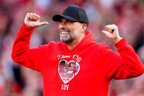 Fußballtrainer Jürgen Klopp bei seinem Abschied vom FC Liverpool im Mai 2024 (Foto: picture alliance / empics | Peter Byrne)