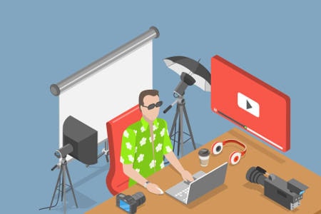 Grafik mit Influenzer im Studio: Nutzer in sozialen Netzwerken sollten sich genau informieren, wer genau ihnen Geldanlage-Tipps gibt. Foto: picture alliance / Zoonar | Anastasiia Torianyk