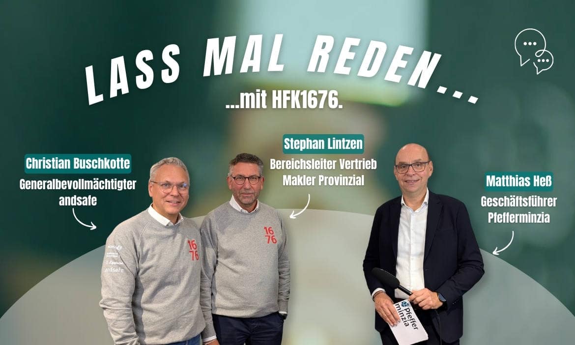 Christian Buschkotte und Stephan Lintzen von HFK1676 im Gespräch mit Pfefferminzia-Geschäftsführer Matthias Heß