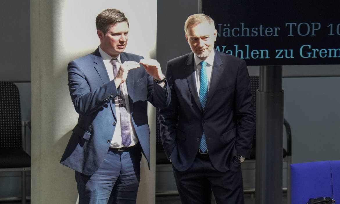 Architekten der Riester-Reform: Staatssekretär Florian Toncar (links) und Ex-Finanzminister Christian Lindner (beide FDP) im April 2024