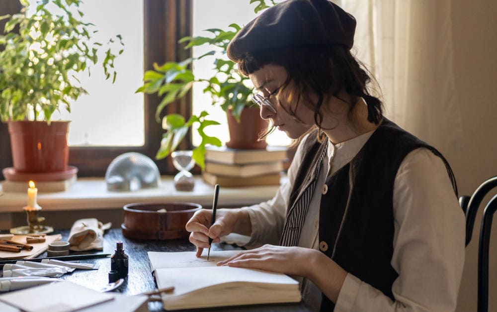 Freiberufliche Künstlerin zeichnet für einen Auftrag: Hat sie sich mit ihrer Altersvorsorge befasst?