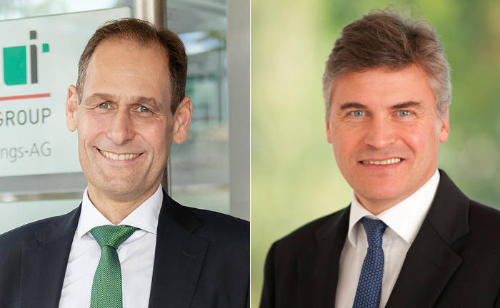 Neuer Vorstandschef der Interrisk Versicherungen, Florian Sallmann (links) und sein Vorgänger Roman Theisen