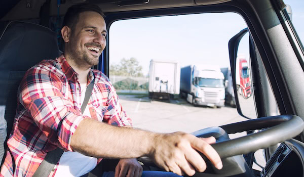 Berufskraftfahrer sitzt in einem LKW Foto: aleksandarlittlewolf