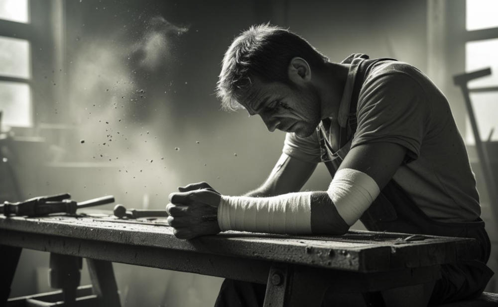 Verletzter Tischler: Für die Erwerbsunfähigkeitsversicherung ist die Frage wichtig, wie lange er nicht arbeiten kann und ob er stattdessen eine andere Tätigkeit ausüben kann